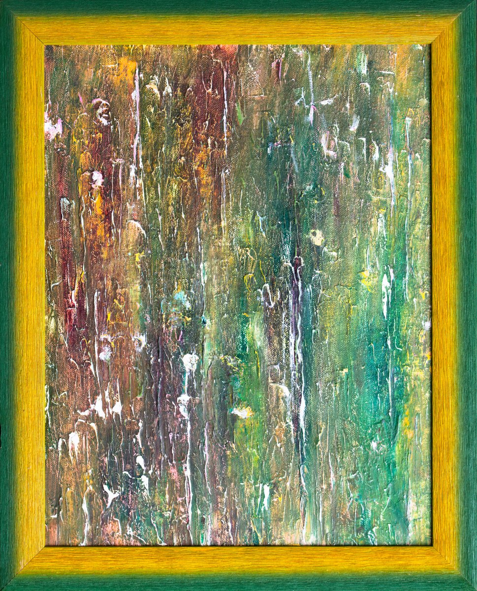 Expressive Abstract Oil Painting By Mila Moroko, 17 X 20", Abstract Painting Green Park, Original Artwork
