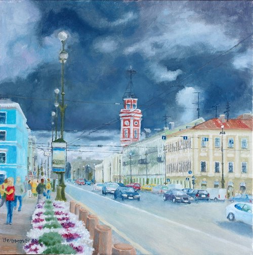 St. Petersburg, Nevskiy Avenue, Before the Storm by Juri Semjonov