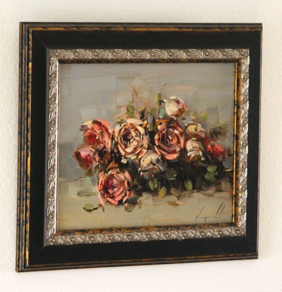 Roses Original oil Painting Framed