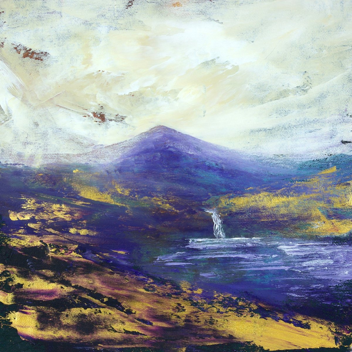 Impressionistic Landscape Acrylic Painting By Oconnart, 10 X 10", Golden Gorse, Original Artwork