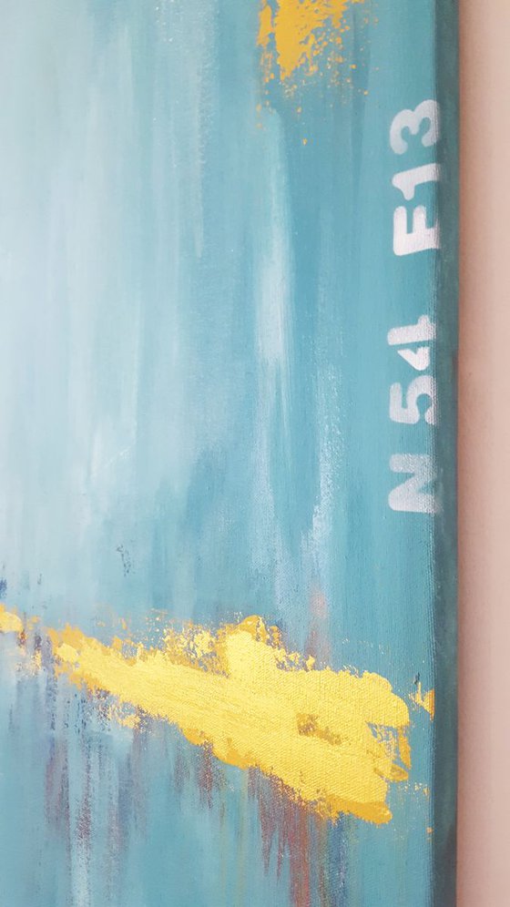 Deep Sea Gold in Turquoise – Abstract Seascape