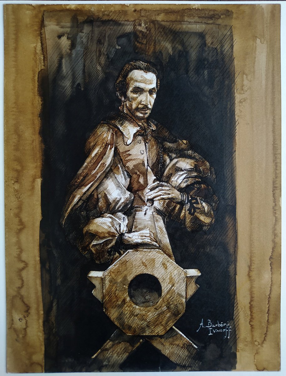 Expressive Portrait Ink Drawing By Alexandre Barbera-Ivanoff, 12 X 16, The Right Caliber, Original Artwork