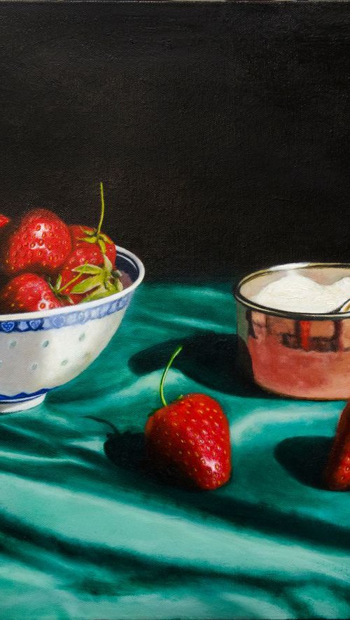Strawberries and Copper Sugar Bowl by Andrew McNeile Jones