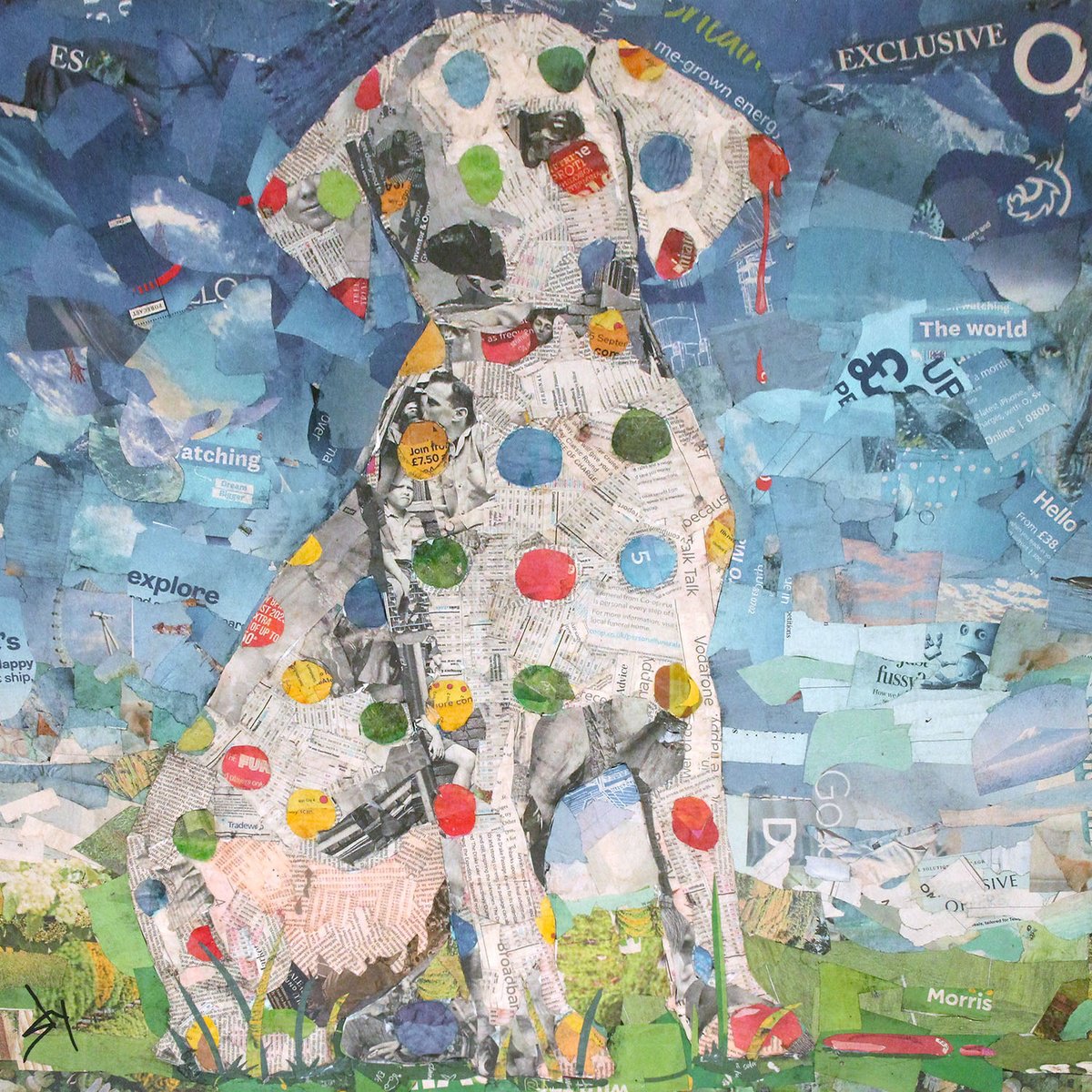 Urban And Pop Animal Painting By Juan Sly, 31 X 31", Damien