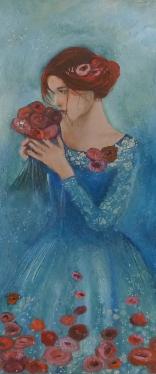 A bouquet of poetry 27 x 46 cm on canvas. by Loetitia Pillault