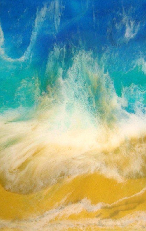 "Turquoise Sea"  Resin Large painting by Irini Karpikioti
