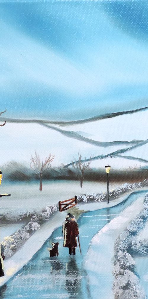 Man walking his dog by Gordon Bruce