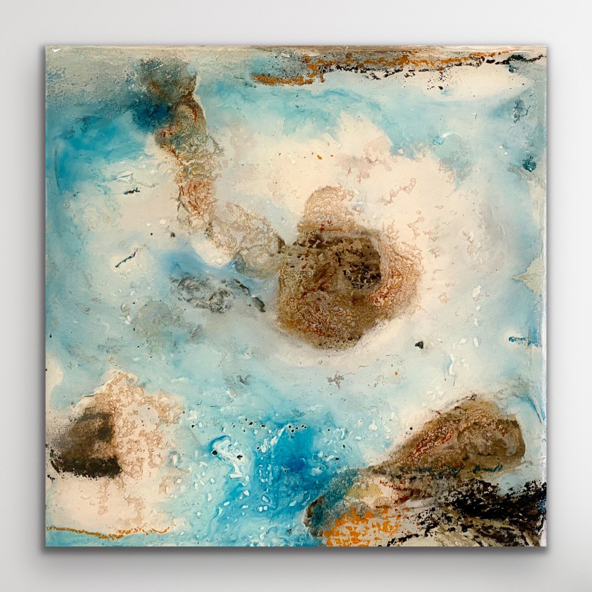 Islands in the stream #2 I mixed media on wooden panel I nature abstracts I resin by Kirsten Schankweiler