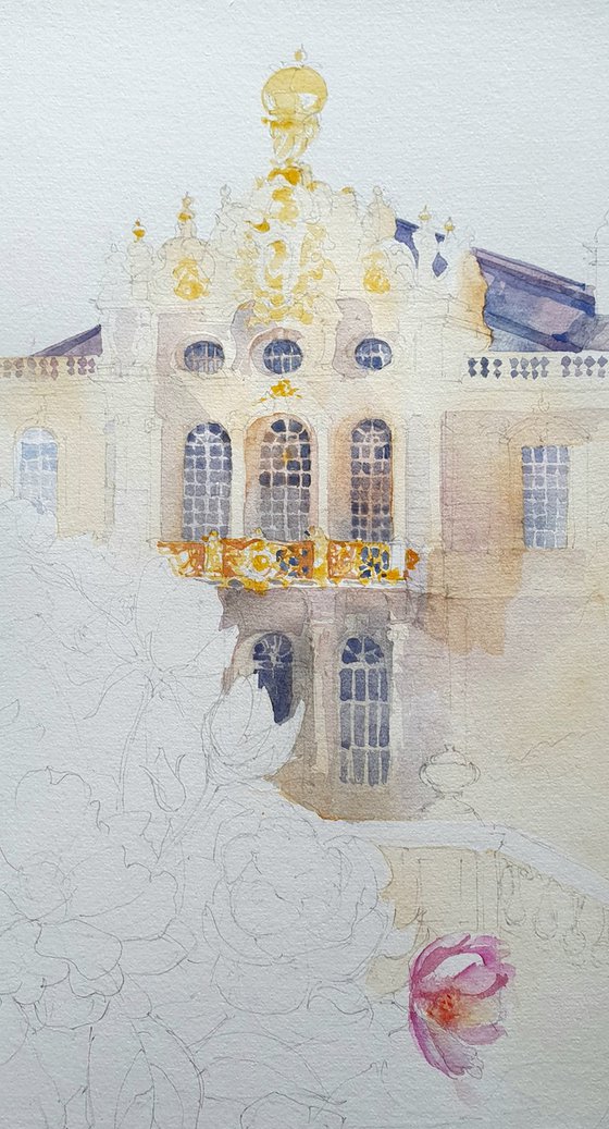 Pink Roses Blooming in a Fairytale Palace