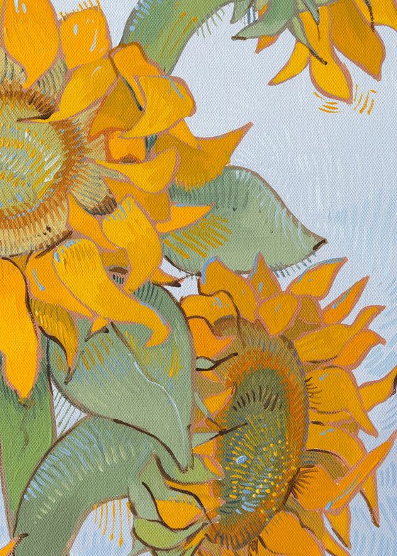 Sunflower Heads III oil painting by Faisal Khouja