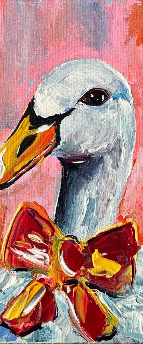 Portrait Goose with bow by Oksana Fedorova