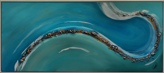 Big Wave  - Abstract Art - Acrylic Painting - Canvas Art - Framed Painting - Abstract Golden Sea Painting - Ready to Hang