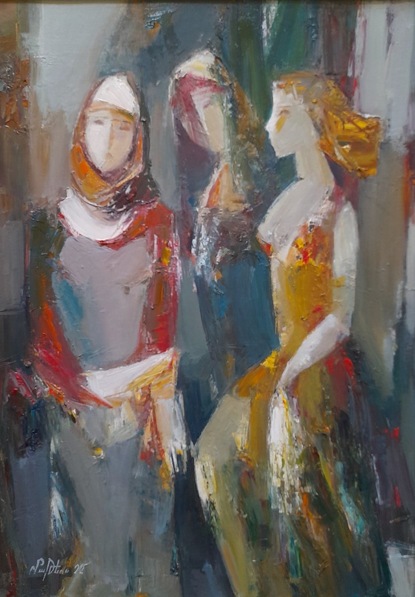 3 generations (70x50cm, oil/canvas, abstract portrait) by Matevos Sargsyan