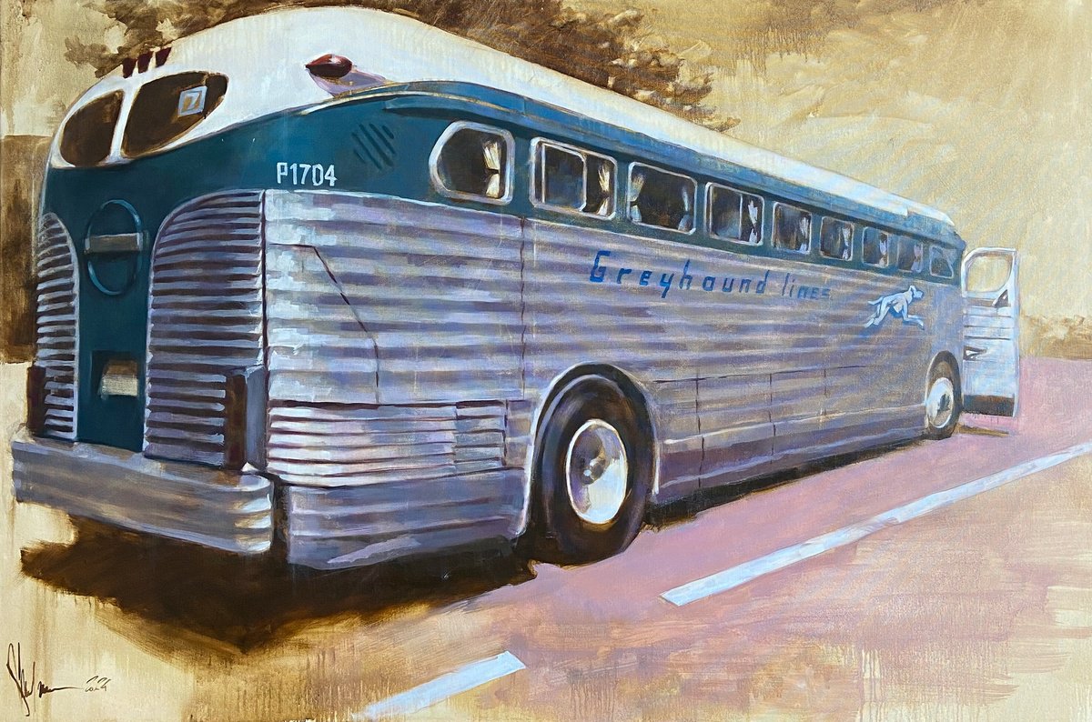 Impressionistic Transport Oil Painting By Igor Shulman, 53 X 35, American Exploration., Original Artwork