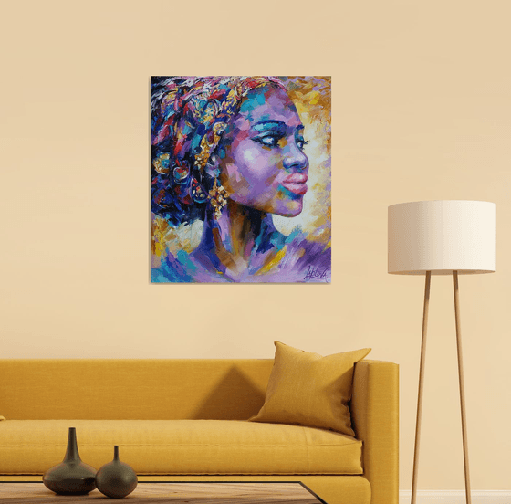 Portrait african woman Oil painting by Viktoria Lapteva | Artfinder