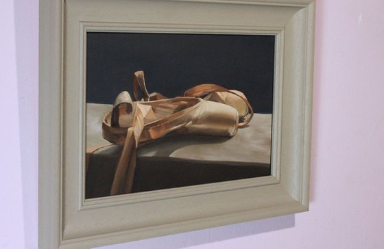 Ballet Shoes Still Life, Ballet Painting, Ballerina, Dance, Framed and Ready to Hang
