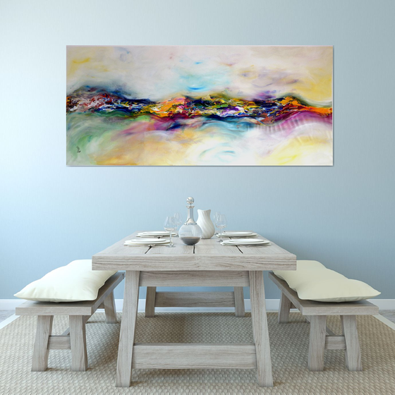 Fairy hills XXL 204X92 cm  unstretched painting, palette knife FREE SHIPPING