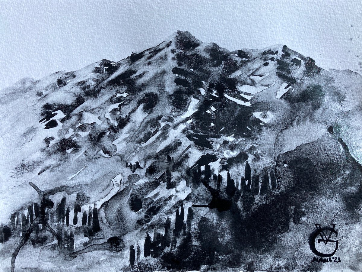 Impressionistic Landscape Watercolour By Valeria Golovenkina, 13 X 9", Mountain #1, Original Artwork