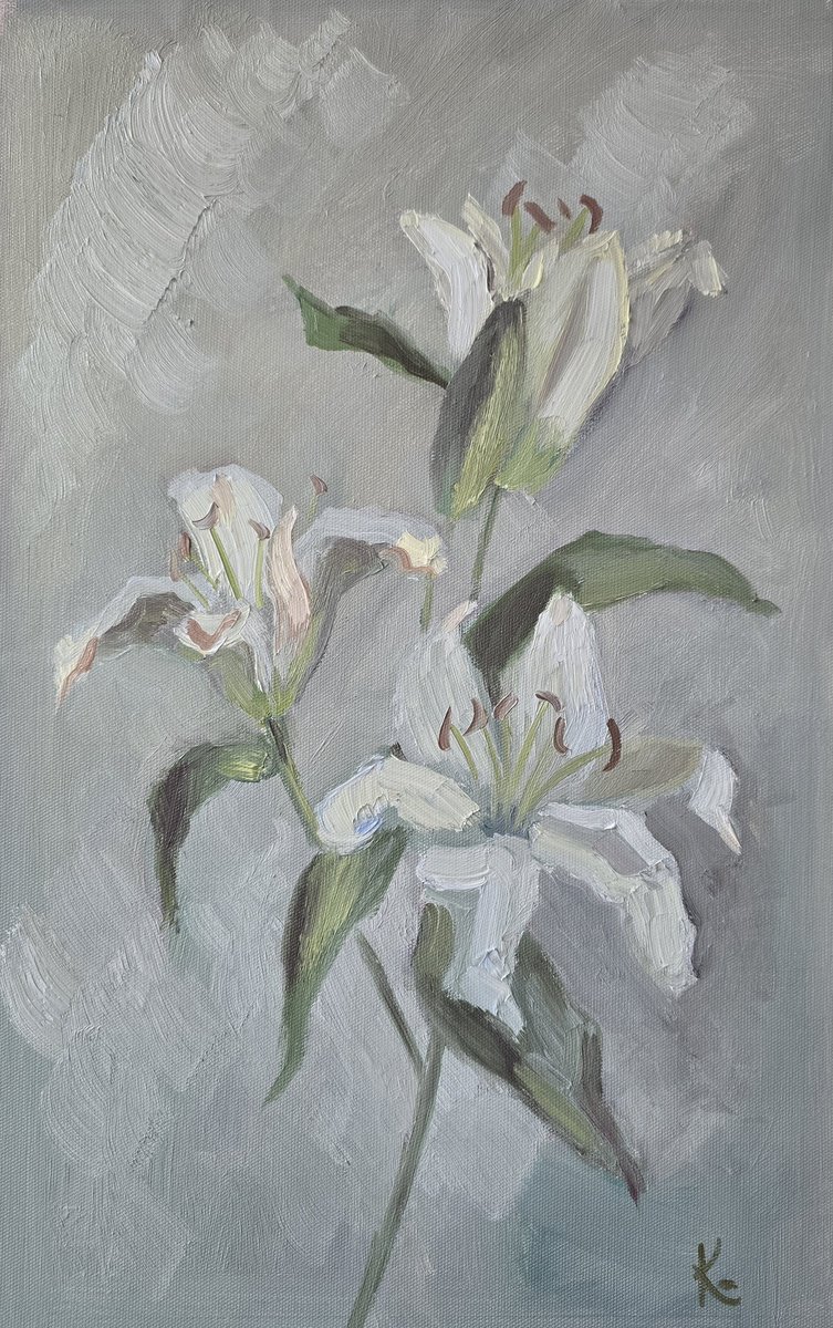 White Lilies By Olena Kolotova, 12 X 20, Artwork For Sale On Artfinder