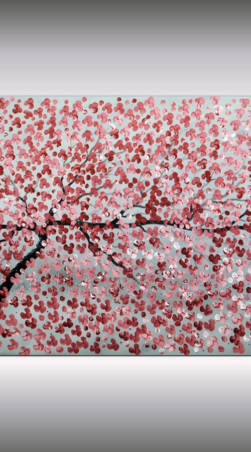 Blooming Tree - Supersize acrylic abstract painting cherry blossoms nature painting canvas wall art by Edelgard Schroer