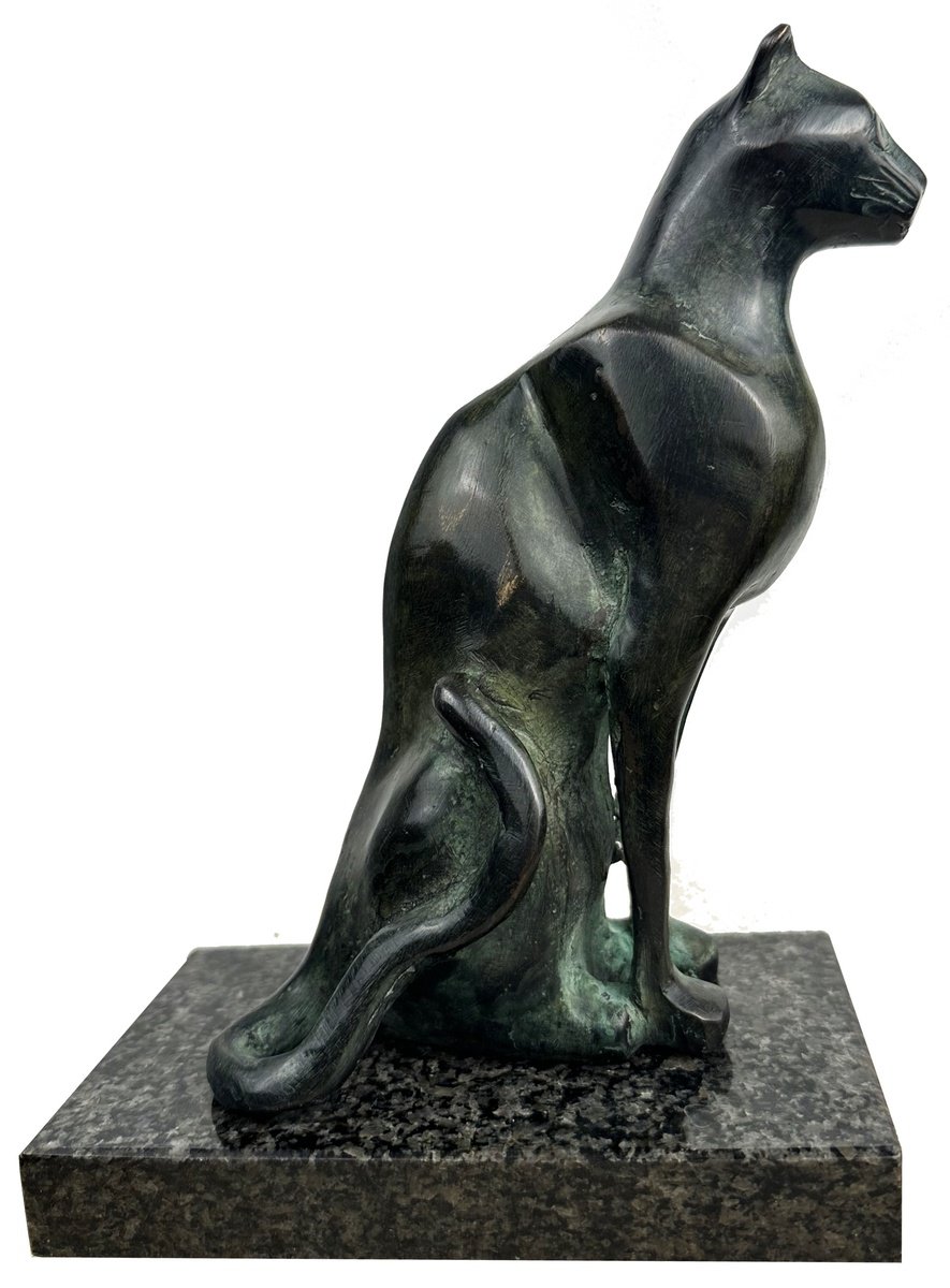 Expressive Animal Sculpture By Toth Kristof, 6 X 7", Cat, Original Artwork