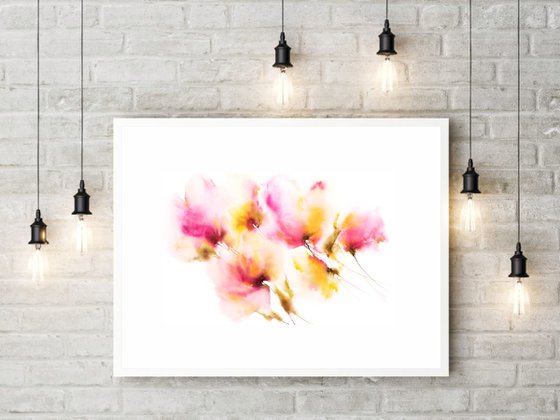 Bright flowers painting, loose florals Summer