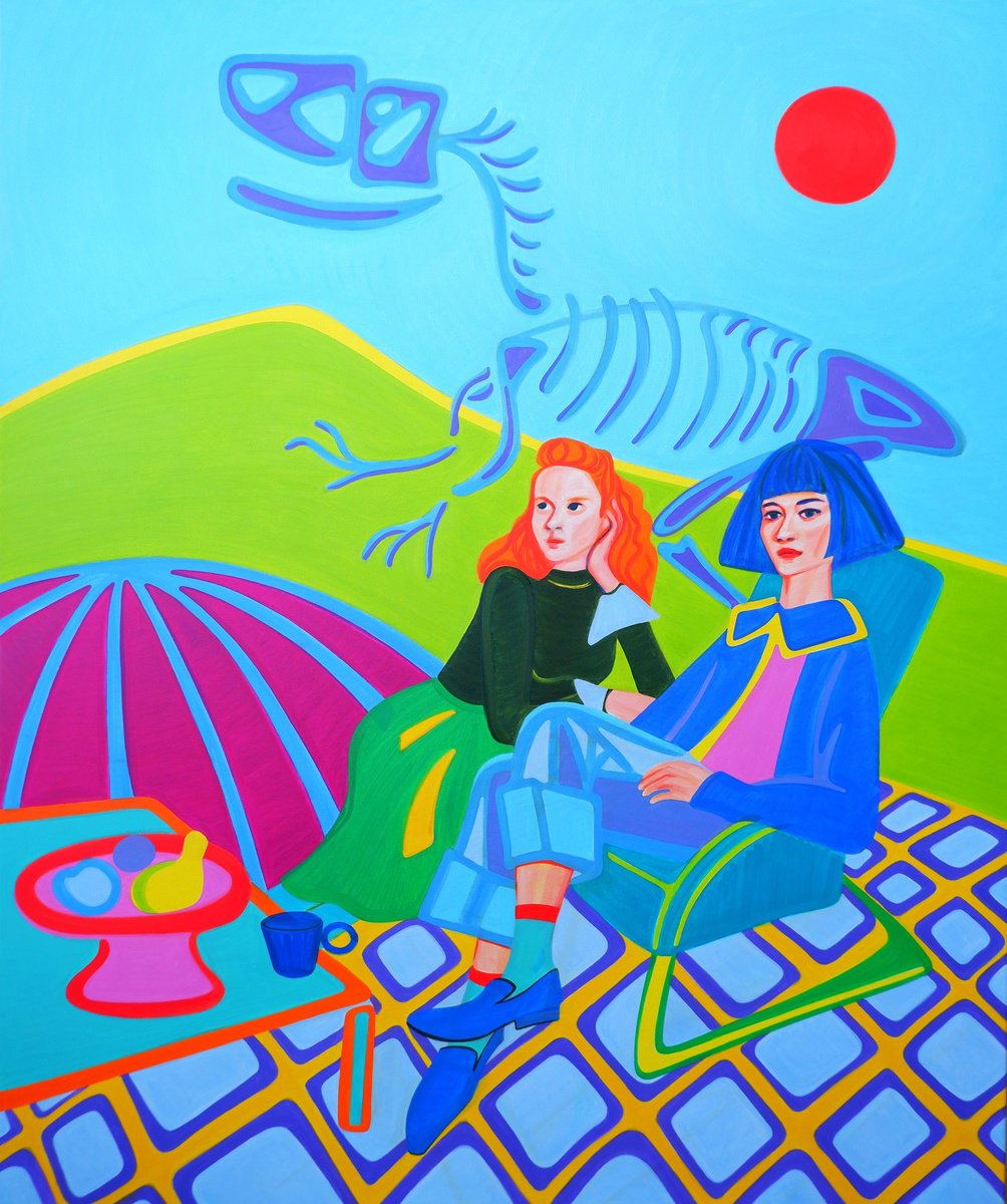 Surrealistic Landscape Oil Painting By Van Lanigh, 39 X 47", My Planet, My Rules, Original Artwork