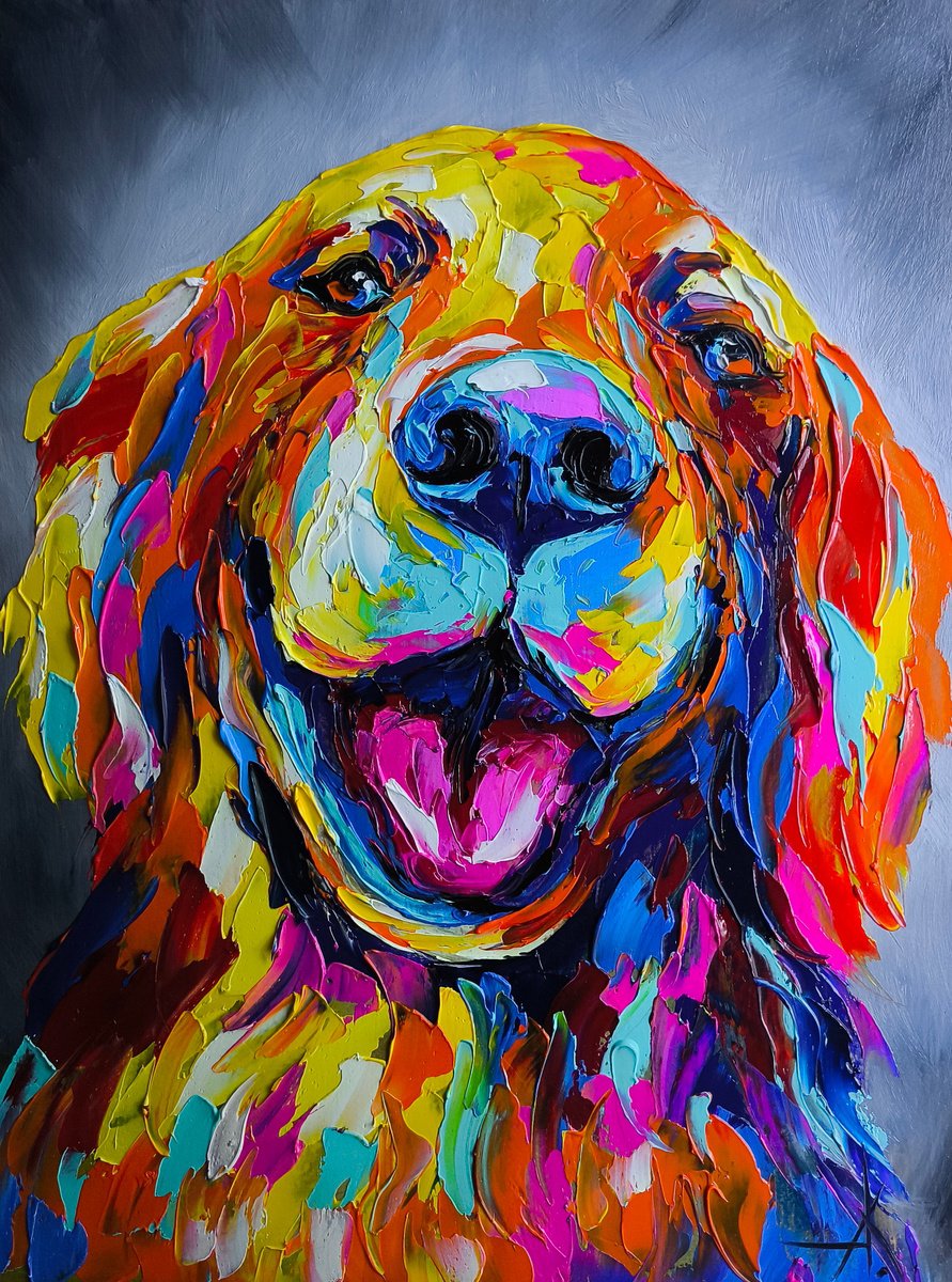Expressive Animal Oil Painting By Anastasia Kozorez, 12 X 16, Labrador, Original Artwork
