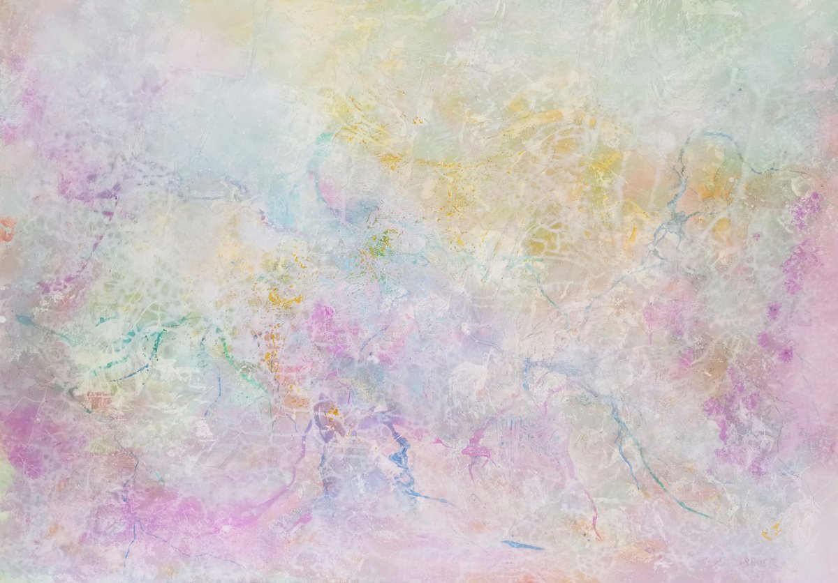 Organic Abstract Acrylic Painting By Doris Duschelbauer, 39 X 28, Ever So Softly, Original Artwork