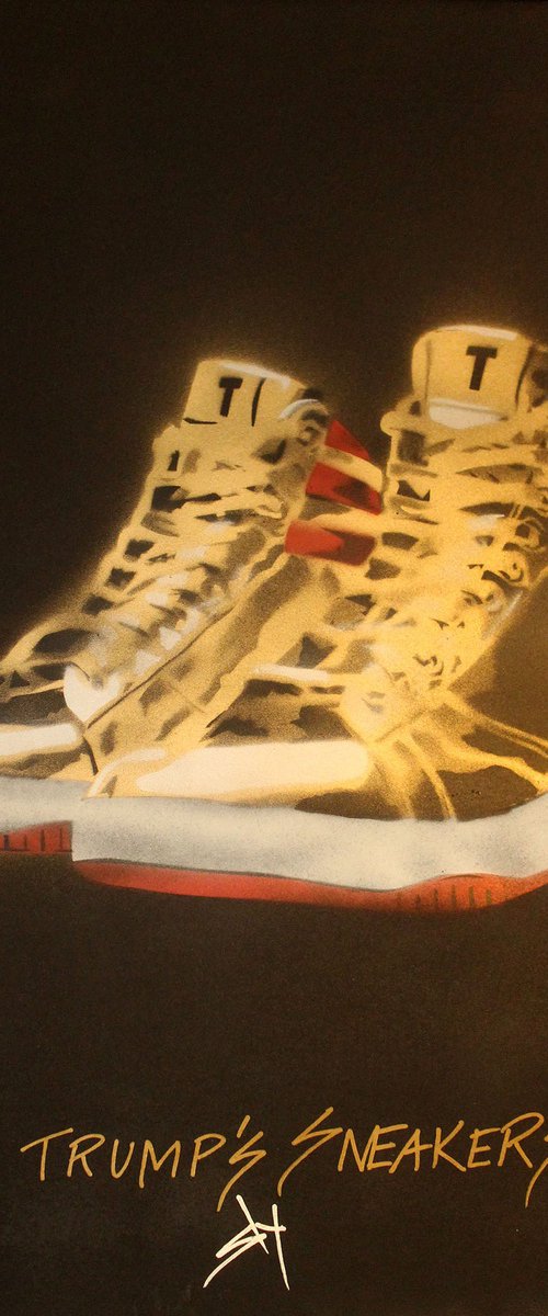 Trump's Sneakers (on paper). by Juan Sly