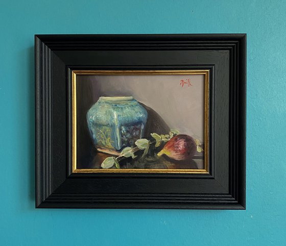 Turquoise pot & fig.