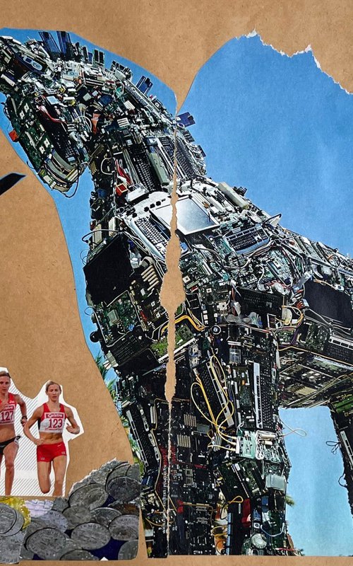 Horses People Collage by Halyna Kirichenko