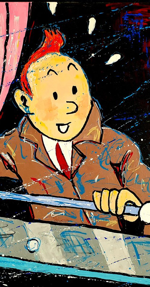 Tintin & Snowy on the train by Jovan Srijemac