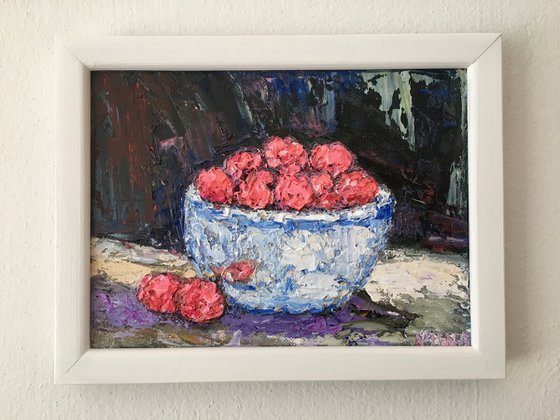 Still life with raspberries