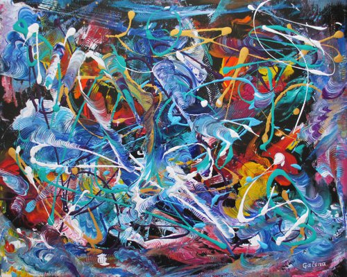 Energy of Chaos 030822 - acrylic original painting on stretched canvas by Galina Victoria