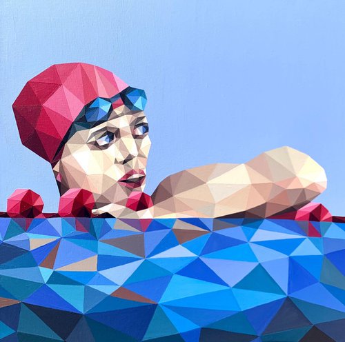 GIRL SWIMMER AFTER THE FINISH by Maria Tuzhilkina