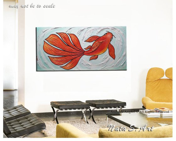 Koi Fish - Large Abstract Textured Painting