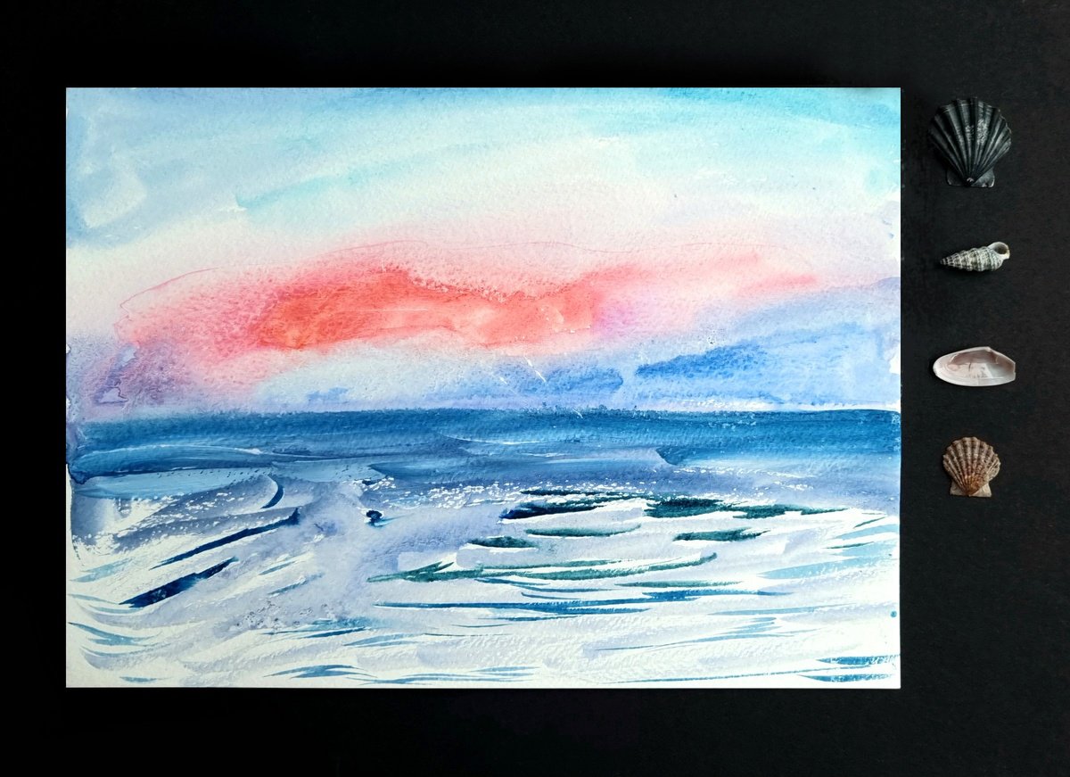 Impressionistic Landscape Watercolour By Daria Galinski, 10 X 7, Seascape. Mediterranean Series #16, Original Artwork