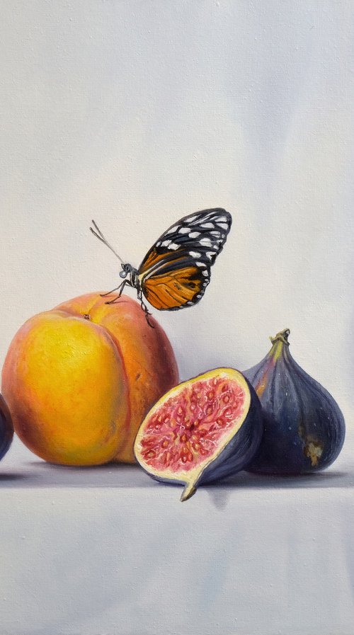 Figs and peach by Eduard Zhaldak