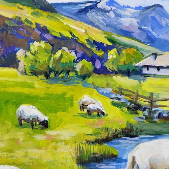 Scottish landscape with sheep