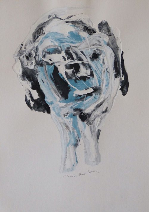Blue face 2, 21x29 cm by Frederic Belaubre
