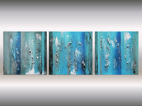 Gateway  - abstract acrylic painting canvas wall art blue white silver modern art