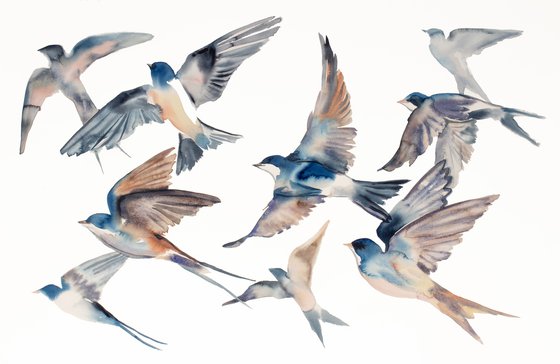 Swallows in Flight No. 47