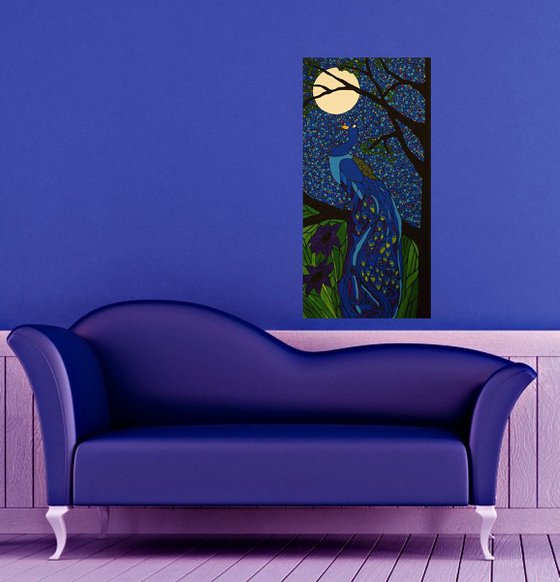 Peacock in the moonlight