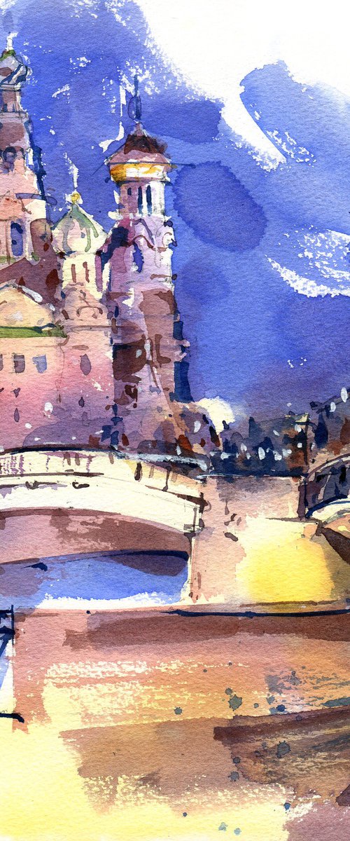 "St. Petersburg. Evening" - original watercolor architectural sketch by Ksenia Selianko