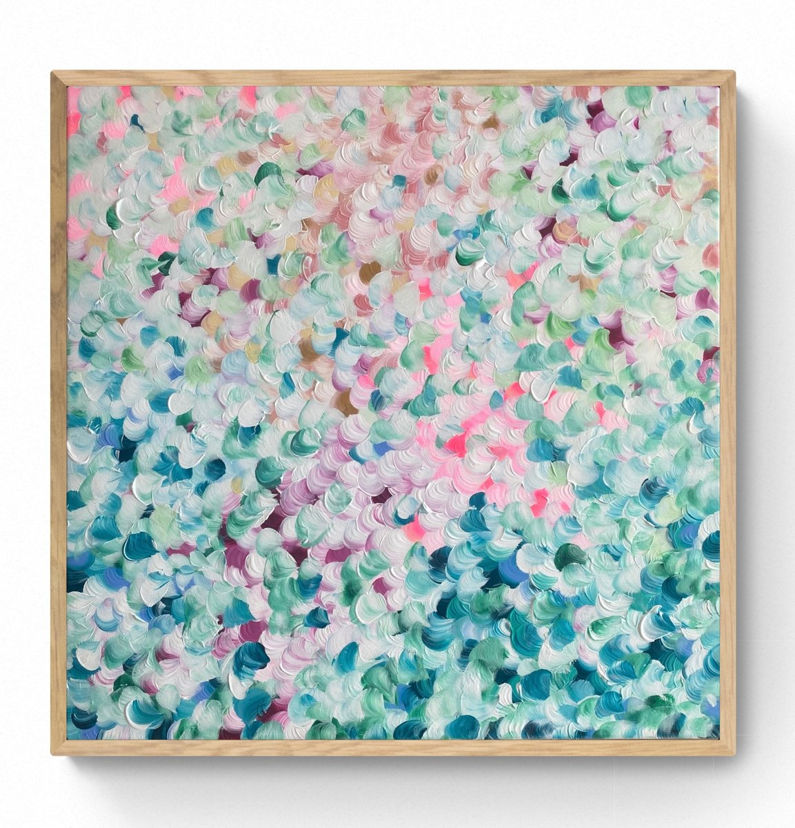 Abstract Botanical Acrylic Painting By Katherine Spiller, 25 X 25", Bouquet Your Way, Original Artwork