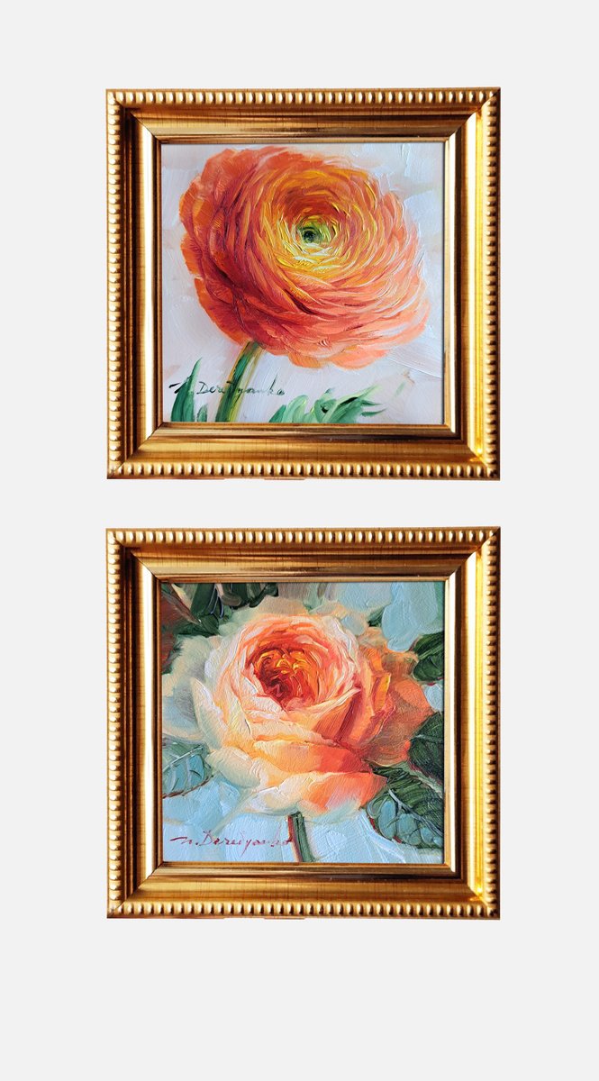 Orange Flowers By Nataly Derevyanko, 5 X 5, Artwork For Sale On Artfinder