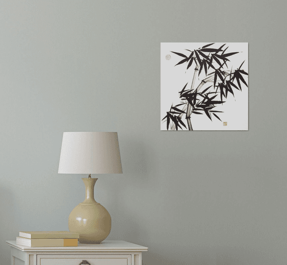 Two Bamboos with a Red Ladybug