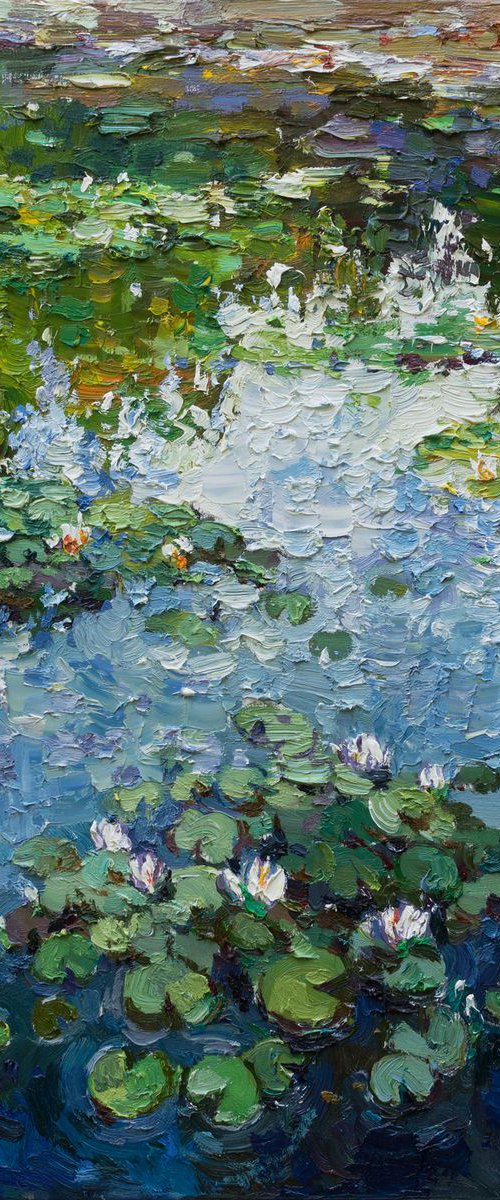 Water lilies Original Oil painting by Anastasiia Valiulina