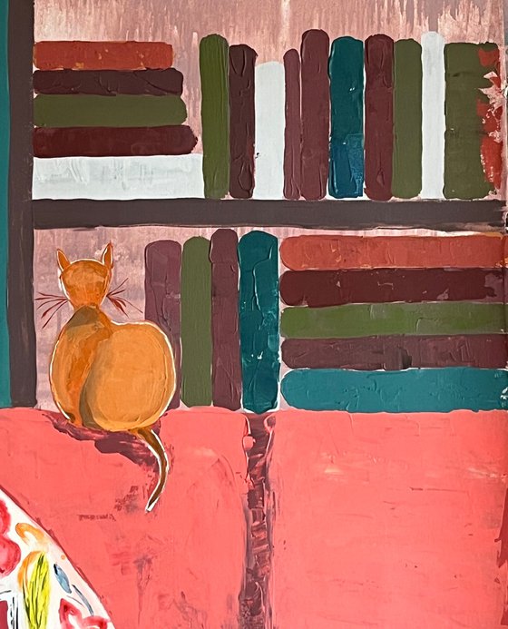 Woman Cat Original Painting